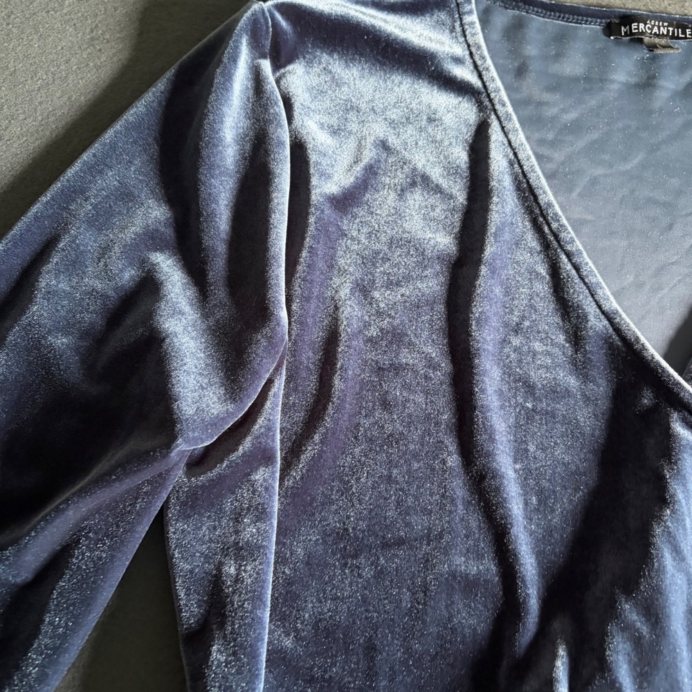 J.Crew Mercantile Wrap Top Womens Large Blue Core Whimsigoth 90s Fall Boho - Picture 3 of 9